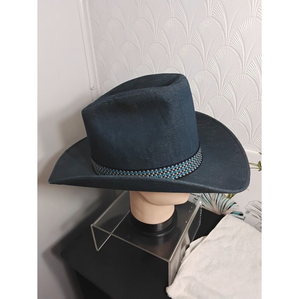 United Hatters Mens Vintage Denim Wide Brim Cowboy Hat Blue